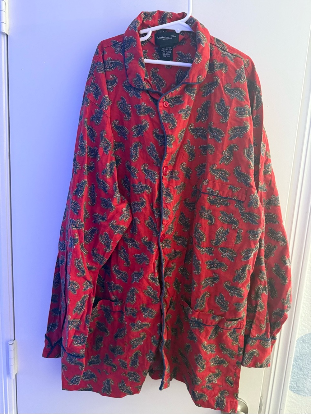 Dior Red Paisley Cotton sleep shirt